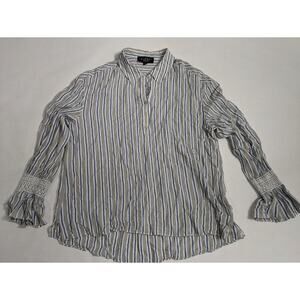 Laundry Top Women’s Size 6 Shelli Segal Stripes Long Sleeves‎ 3 Button Blouse